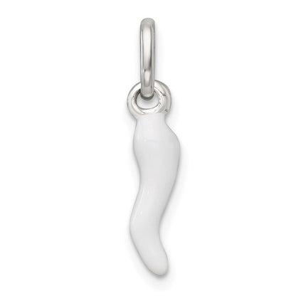 Sterlingsilber Weiß Emaille Italienisch Horn Anhänger