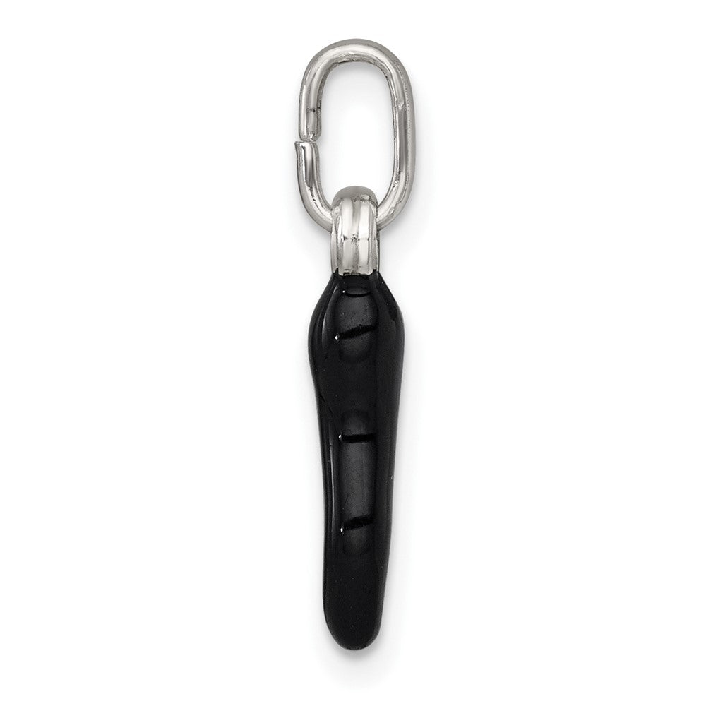 Sterlingsilber Schwarz Emaille Italienisch Horn Anhänger