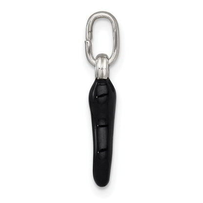 Sterlingsilber Schwarz Emaille Italienisch Horn Anhänger
