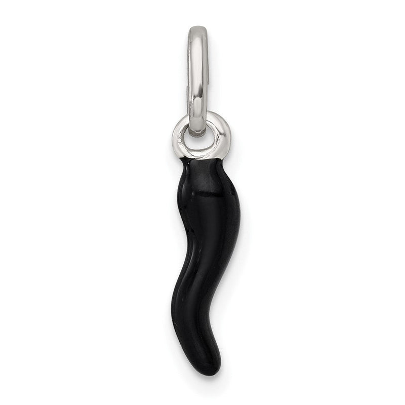Sterlingsilber Schwarz Emaille Italienisch Horn Anhänger