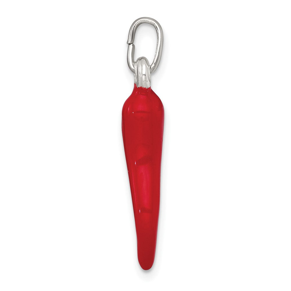 Sterlingsilber Rot Emaille Italienisch Horn Anhänger