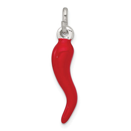 Sterlingsilber Rot Emaille Italienisch Horn Anhänger