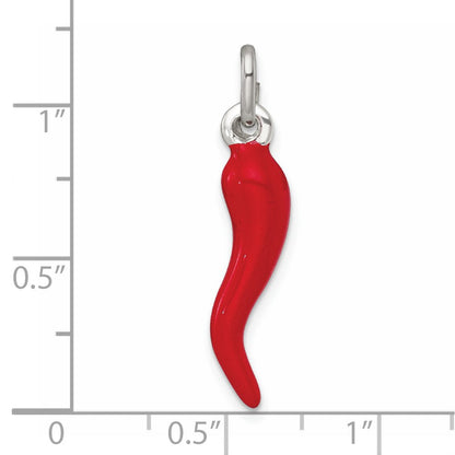 Sterlingsilber Rot Emaille Italienisch Horn Anhänger