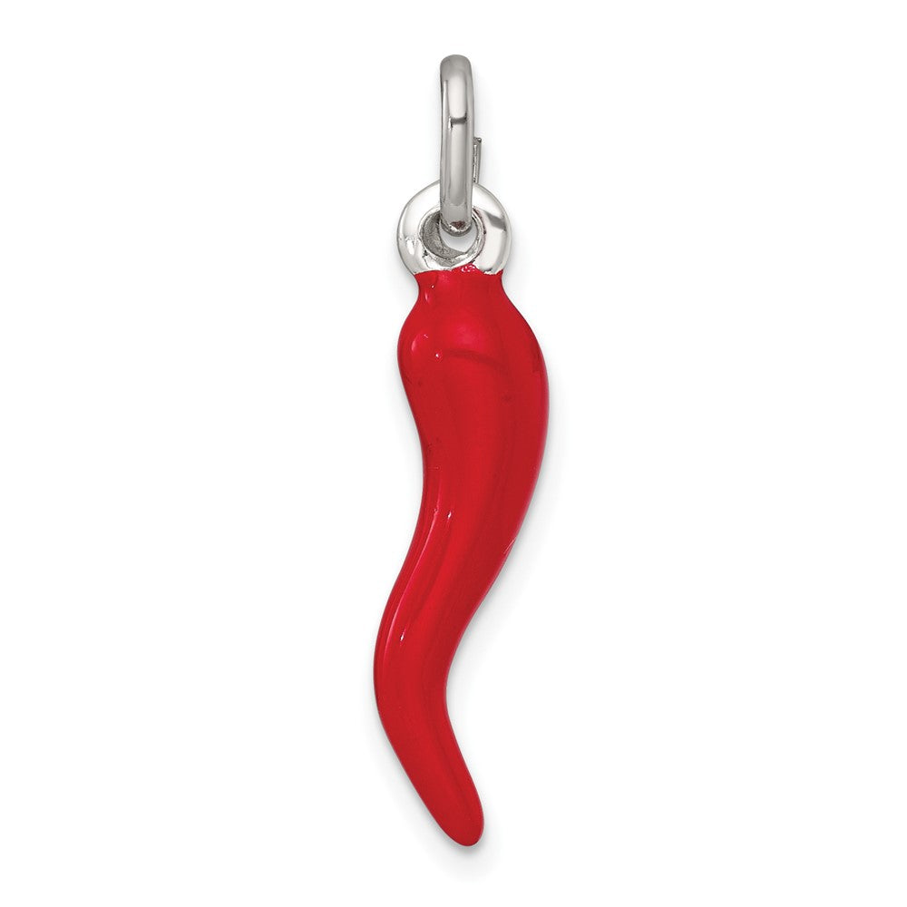 Sterlingsilber Rot Emaille Italienisch Horn Anhänger