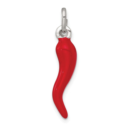 Sterlingsilber Rot Emaille Italienisch Horn Anhänger