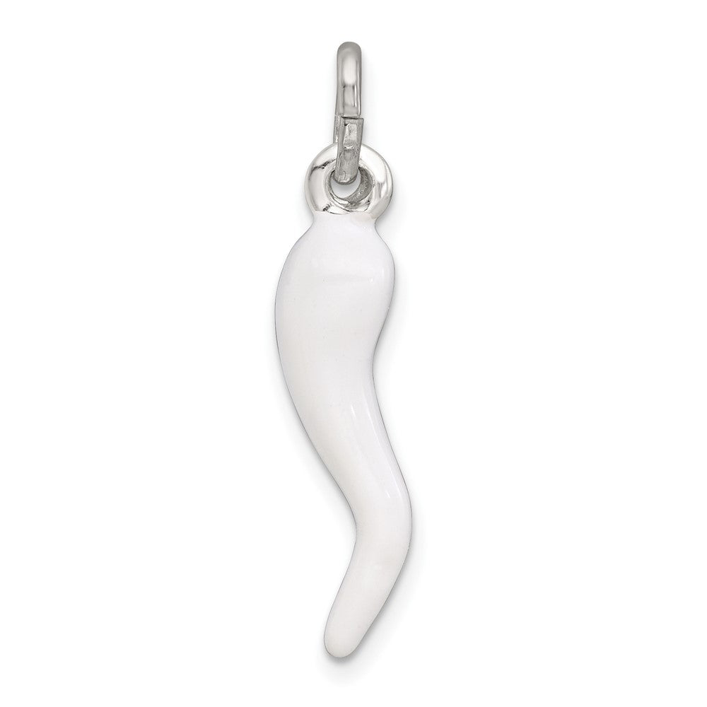 Sterlingsilber Weiß Emaille Italienisch Horn Anhänger