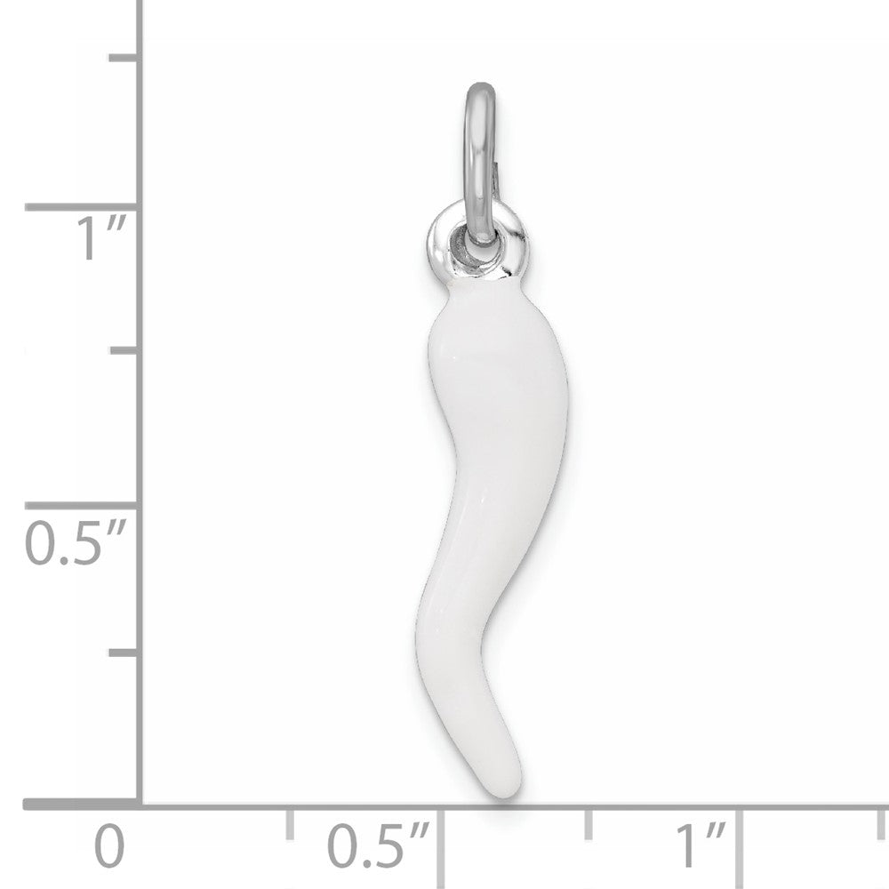 Sterlingsilber Weiß Emaille Italienisch Horn Anhänger