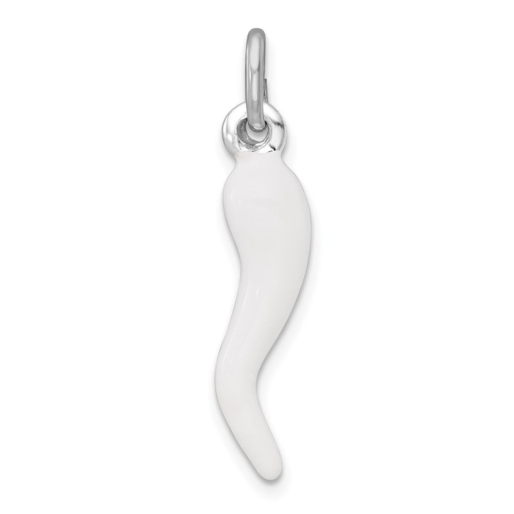 Sterlingsilber Weiß Emaille Italienisch Horn Anhänger