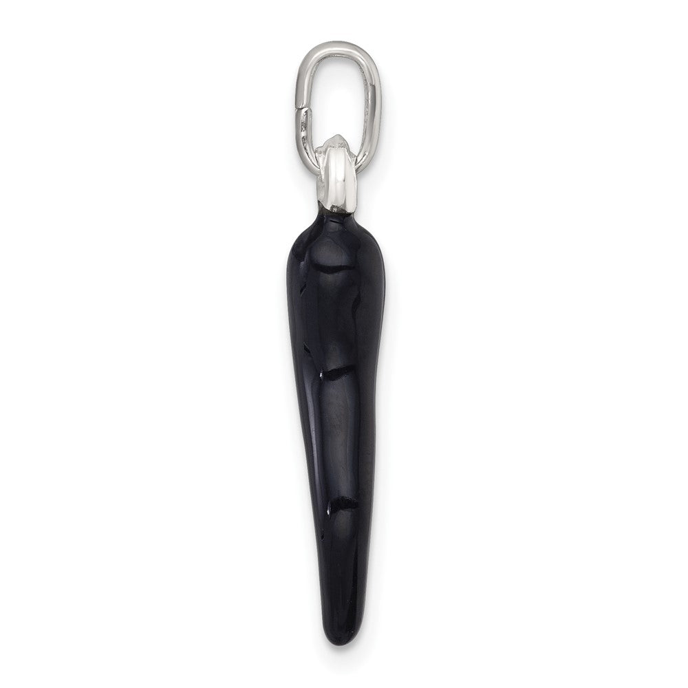Sterlingsilber Schwarz Emaille Italienisch Horn Anhänger