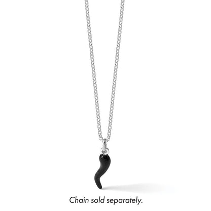 Sterlingsilber Schwarz Emaille Italienisch Horn Anhänger