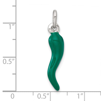 Sterlingsilber Grün Emaille Italienisch Horn Anhänger