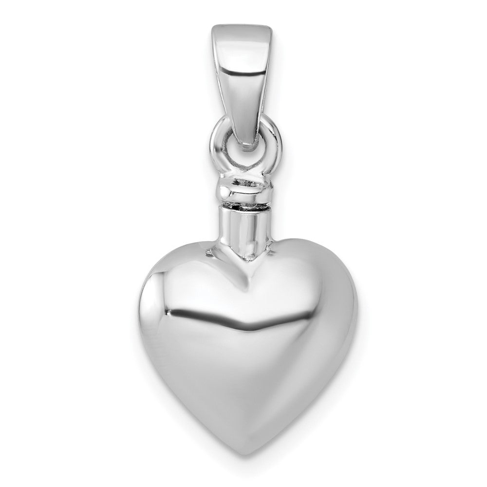 Sterlingsilber Rhodiniert Poliert & Strukturiert Herz Ash Halter