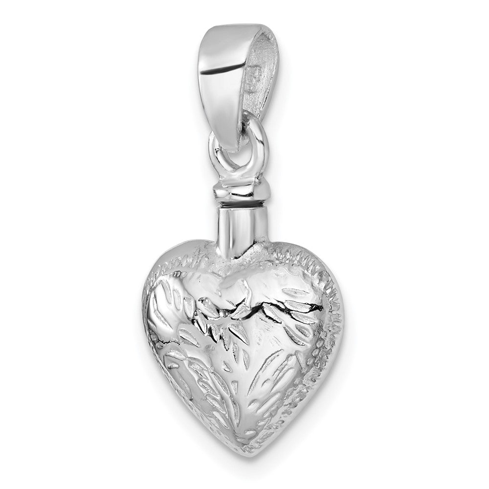 Sterlingsilber Rhodiniert Poliert & Strukturiert Herz Ash Halter