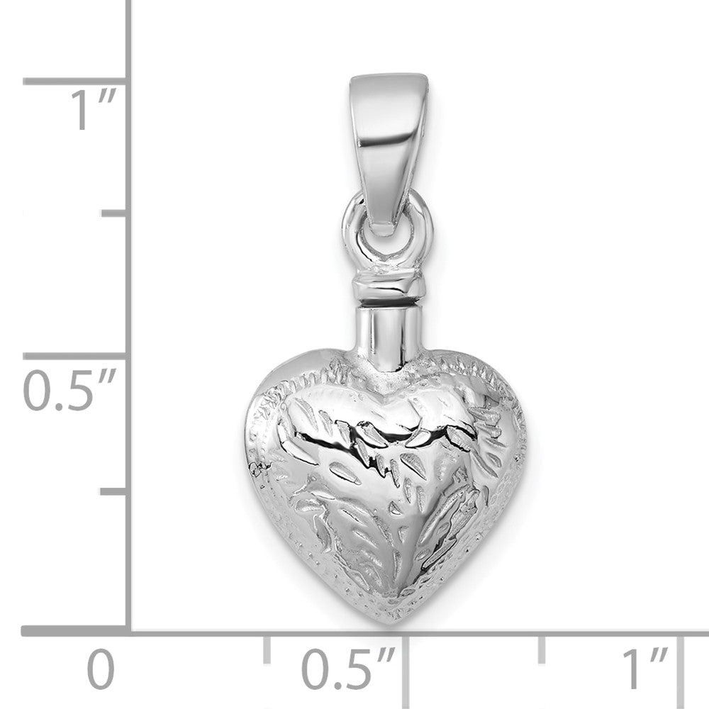 Sterlingsilber Rhodiniert Poliert & Strukturiert Herz Ash Halter