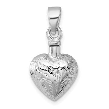 Sterlingsilber Rhodiniert Poliert & Strukturiert Herz Ash Halter
