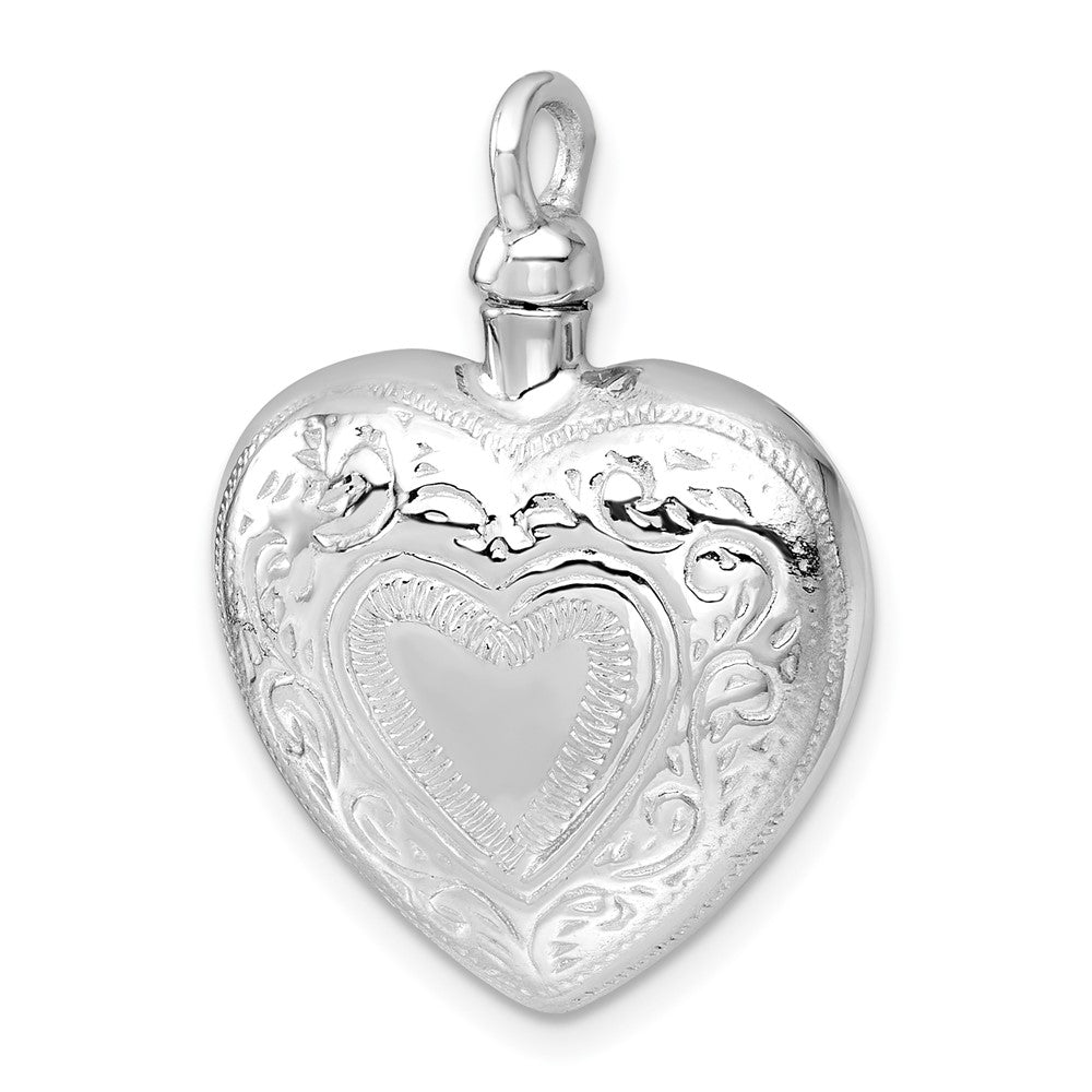 Sterlingsilber Rhodiniert Herz mit Design Ash Halter Anhänger