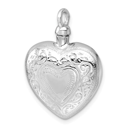 Sterlingsilber Rhodiniert Herz mit Design Ash Halter Anhänger