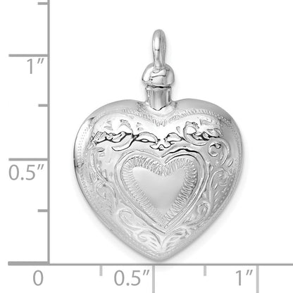Sterlingsilber Rhodiniert Herz mit Design Ash Halter Anhänger