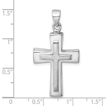 Sterlingsilber Rhodiniert Poliert / Gebürstet Kreuz Ash Halter Anhänger