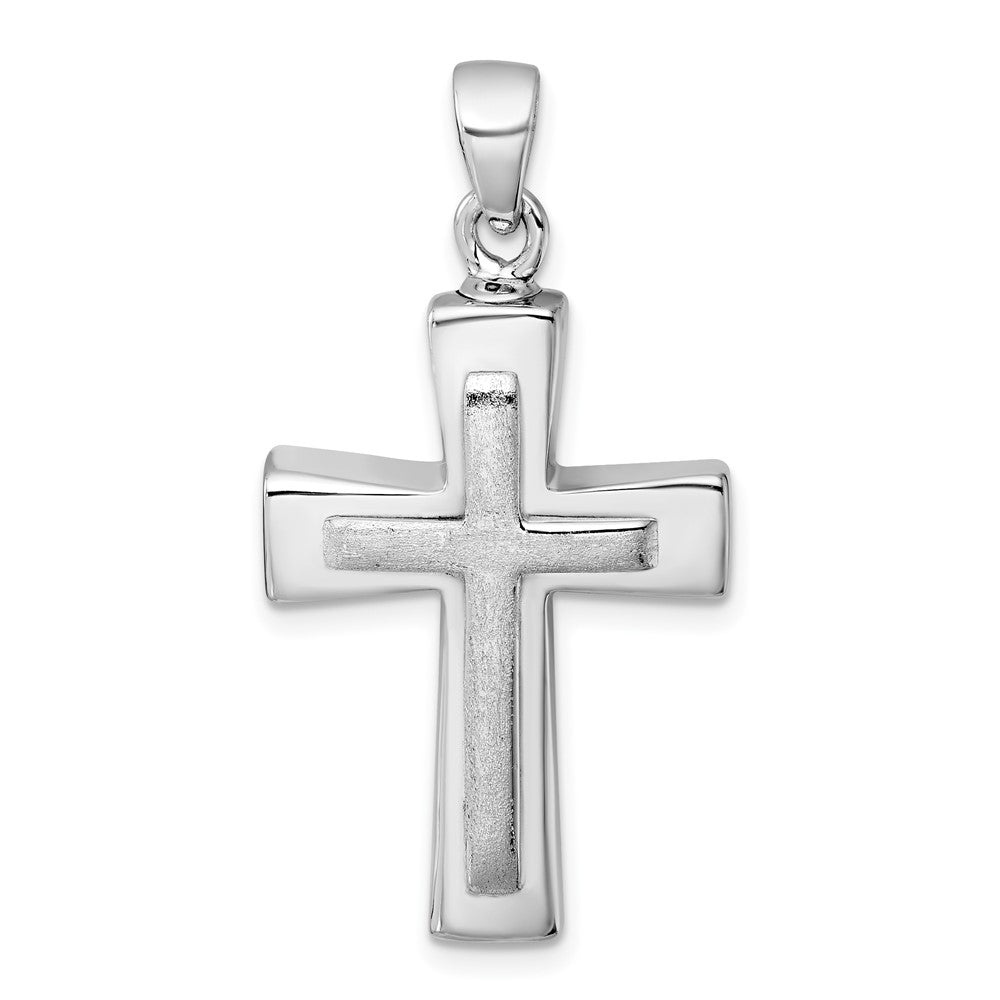 Sterlingsilber Rhodiniert Poliert / Gebürstet Kreuz Ash Halter Anhänger