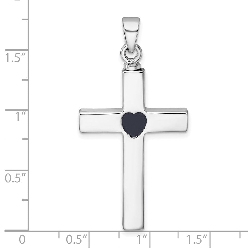 Sterlingsilber Rhodiniert Kreuz Emailliert Herz Ash Halter Anhänger