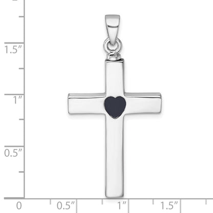 Sterlingsilber Rhodiniert Kreuz Emailliert Herz Ash Halter Anhänger