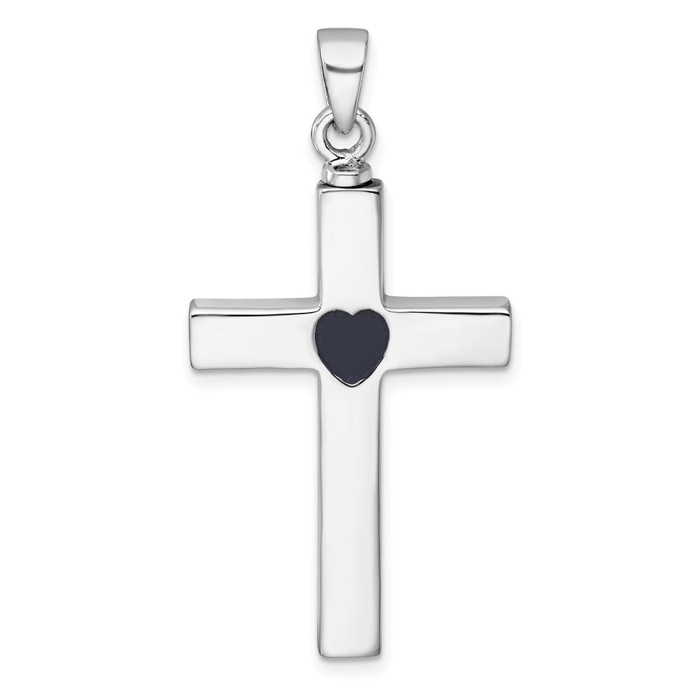 Sterlingsilber Rhodiniert Kreuz Emailliert Herz Ash Halter Anhänger