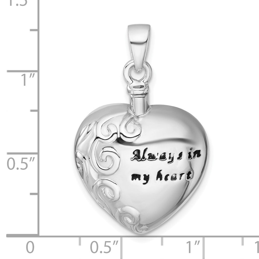 Sterlingsilber Rhodiniert-plt Poliert Emaille Immer in My Herz Ash Halter Anhänger