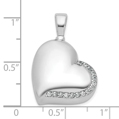Sterlingsilber Rhodiniert Poliert Zirkonia Herz Ash Halter Anhänger