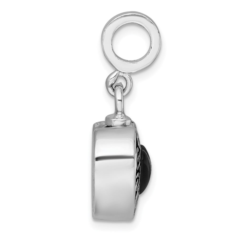 Sterlingsilber Rhodiniert Onyx Emailliert Herz Ash Halter Perle/pendant