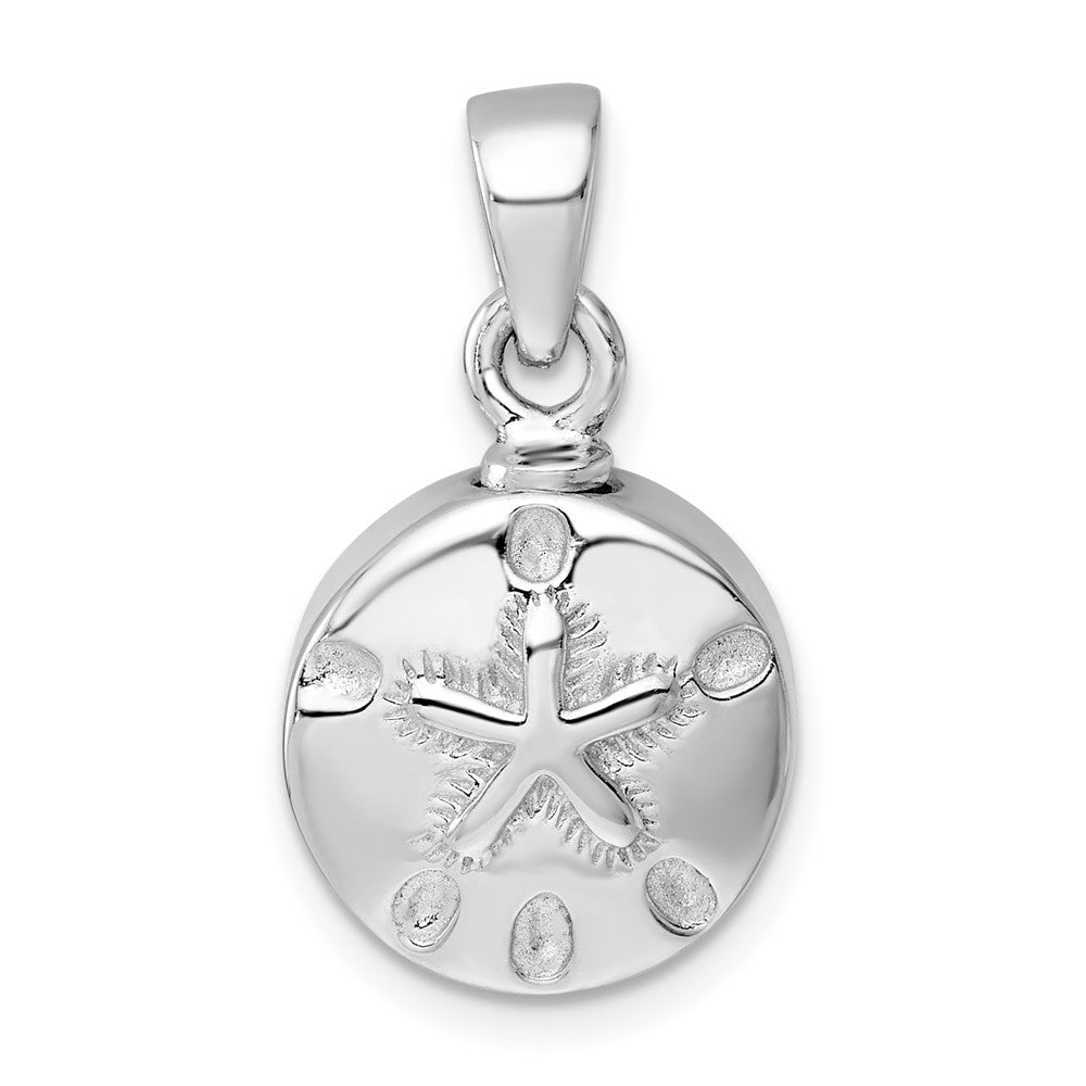 Sterlingsilber Rhodiniert Poliert Sand Dollar Ash Halter Anhänger