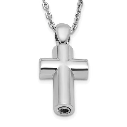 Sterlingsilber Rhodiniert Poliert 18 Zoll Kreuz Ash Halter Halskette