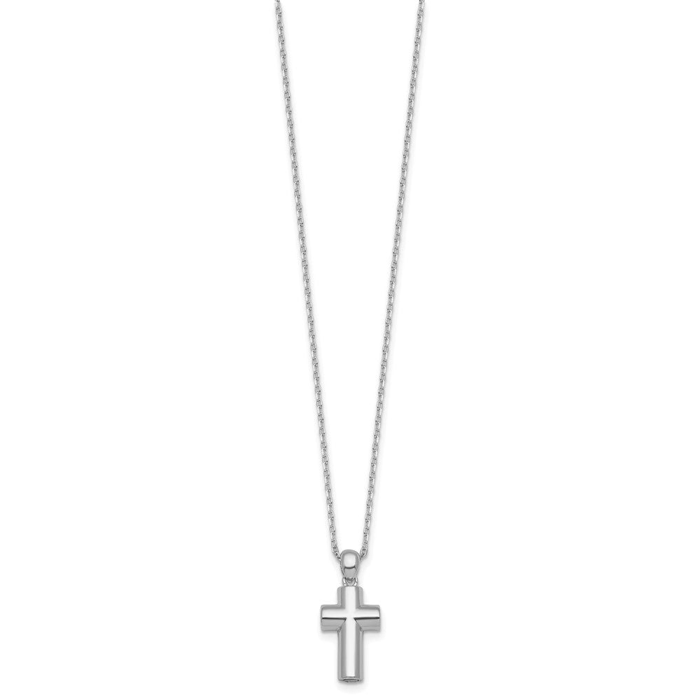 Sterlingsilber Rhodiniert Poliert 18 Zoll Kreuz Ash Halter Halskette
