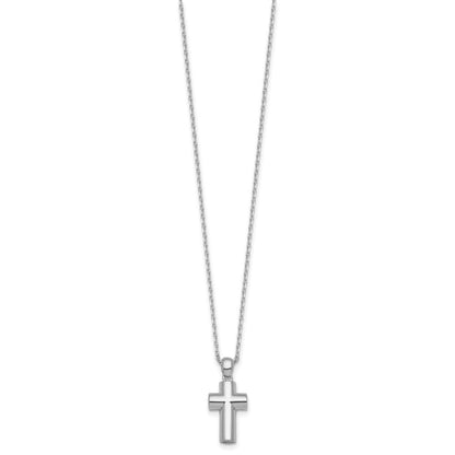 Sterlingsilber Rhodiniert Poliert 18 Zoll Kreuz Ash Halter Halskette