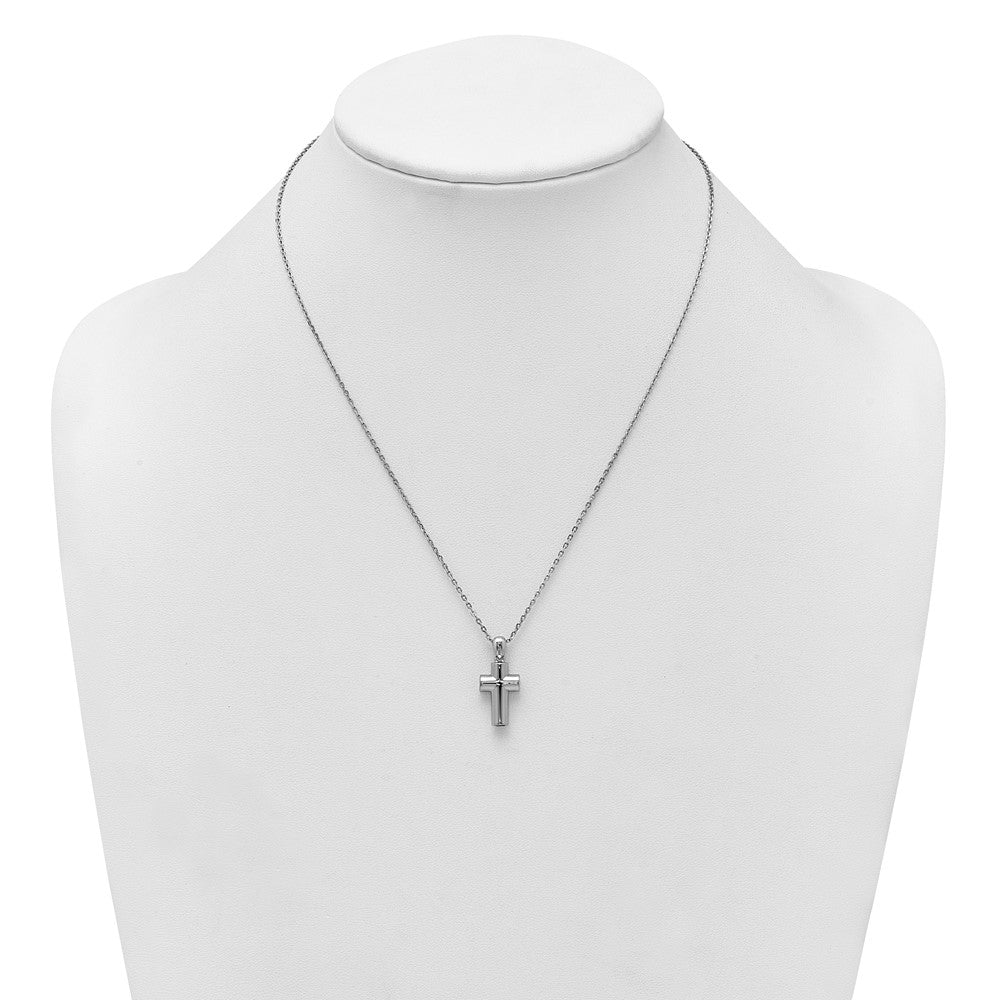 Sterlingsilber Rhodiniert Poliert 18 Zoll Kreuz Ash Halter Halskette
