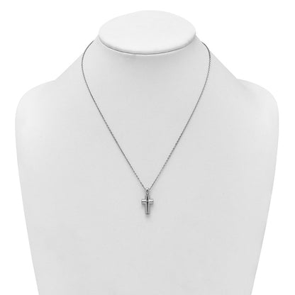 Sterlingsilber Rhodiniert Poliert 18 Zoll Kreuz Ash Halter Halskette