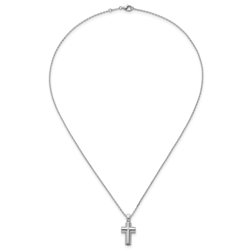 Sterlingsilber Rhodiniert Poliert 18 Zoll Kreuz Ash Halter Halskette
