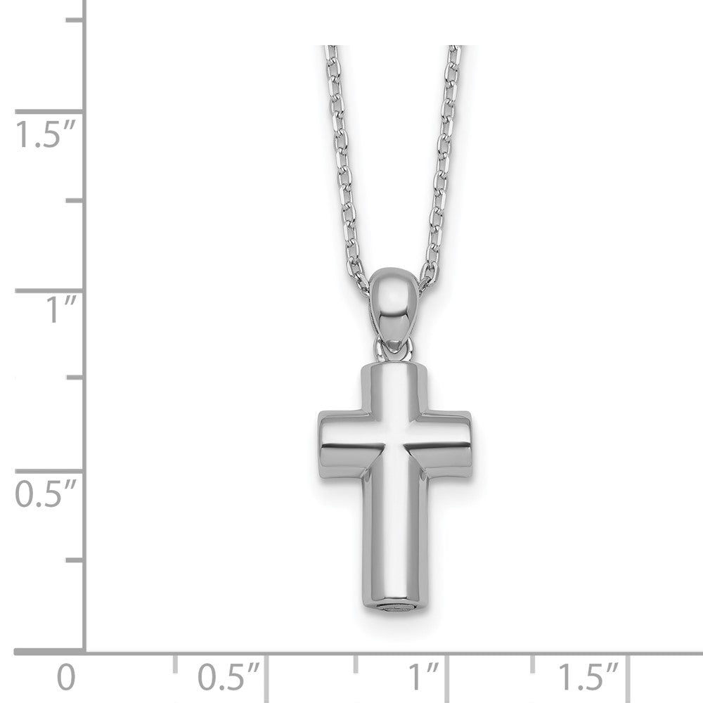 Sterlingsilber Rhodiniert Poliert 18 Zoll Kreuz Ash Halter Halskette