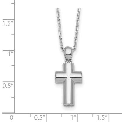 Sterlingsilber Rhodiniert Poliert 18 Zoll Kreuz Ash Halter Halskette
