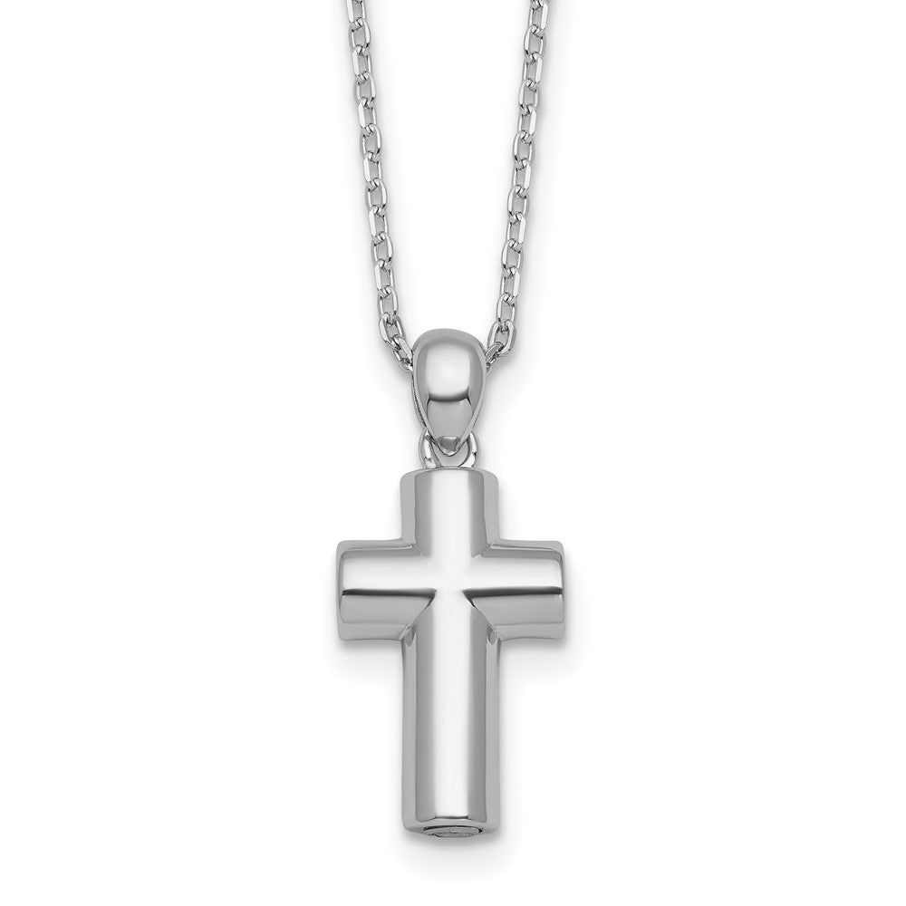 Sterlingsilber Rhodiniert Poliert 18 Zoll Kreuz Ash Halter Halskette