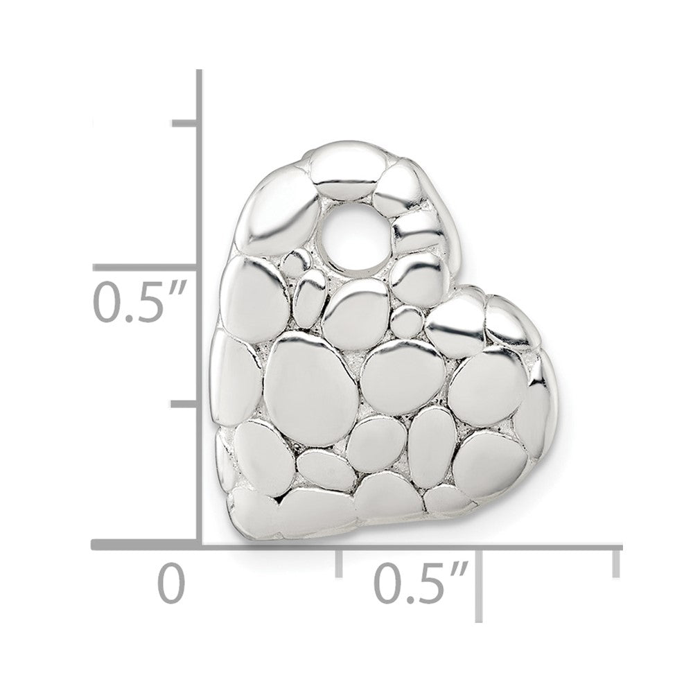 Sterlingsilber Poliert Pebbled Herz Kette Anhänger