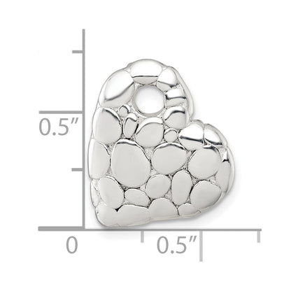 Sterlingsilber Poliert Pebbled Herz Kette Anhänger