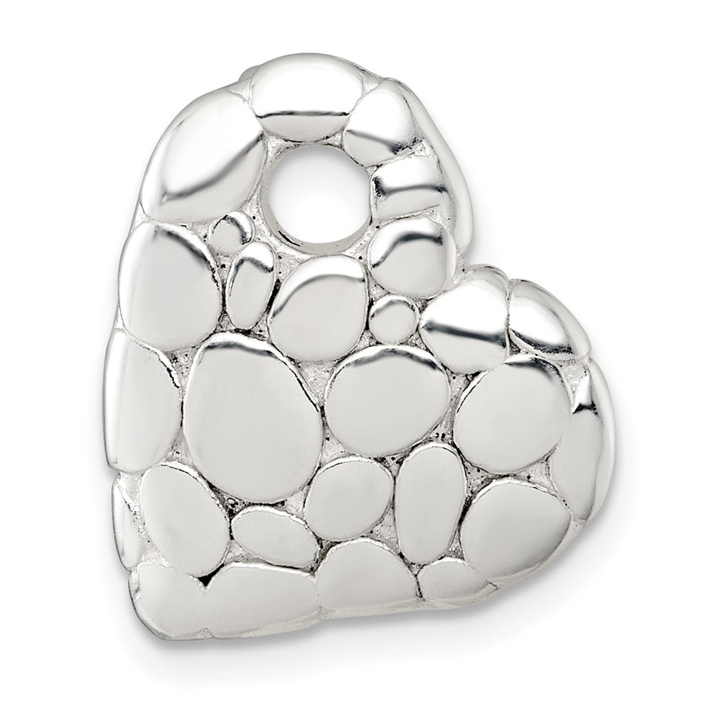 Sterlingsilber Poliert Pebbled Herz Kette Anhänger