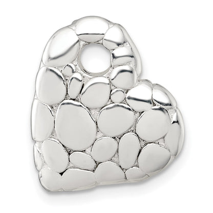 Sterlingsilber Poliert Pebbled Herz Kette Anhänger