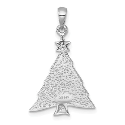 Sterlingsilber Rhodiniert Mehrfarbig Kristall Weihnachten Baum Charm