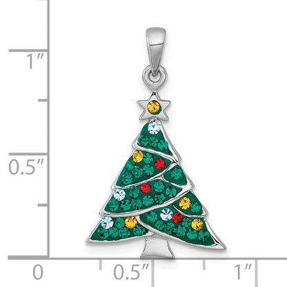Sterlingsilber Rhodiniert Mehrfarbig Kristall Weihnachten Baum Charm