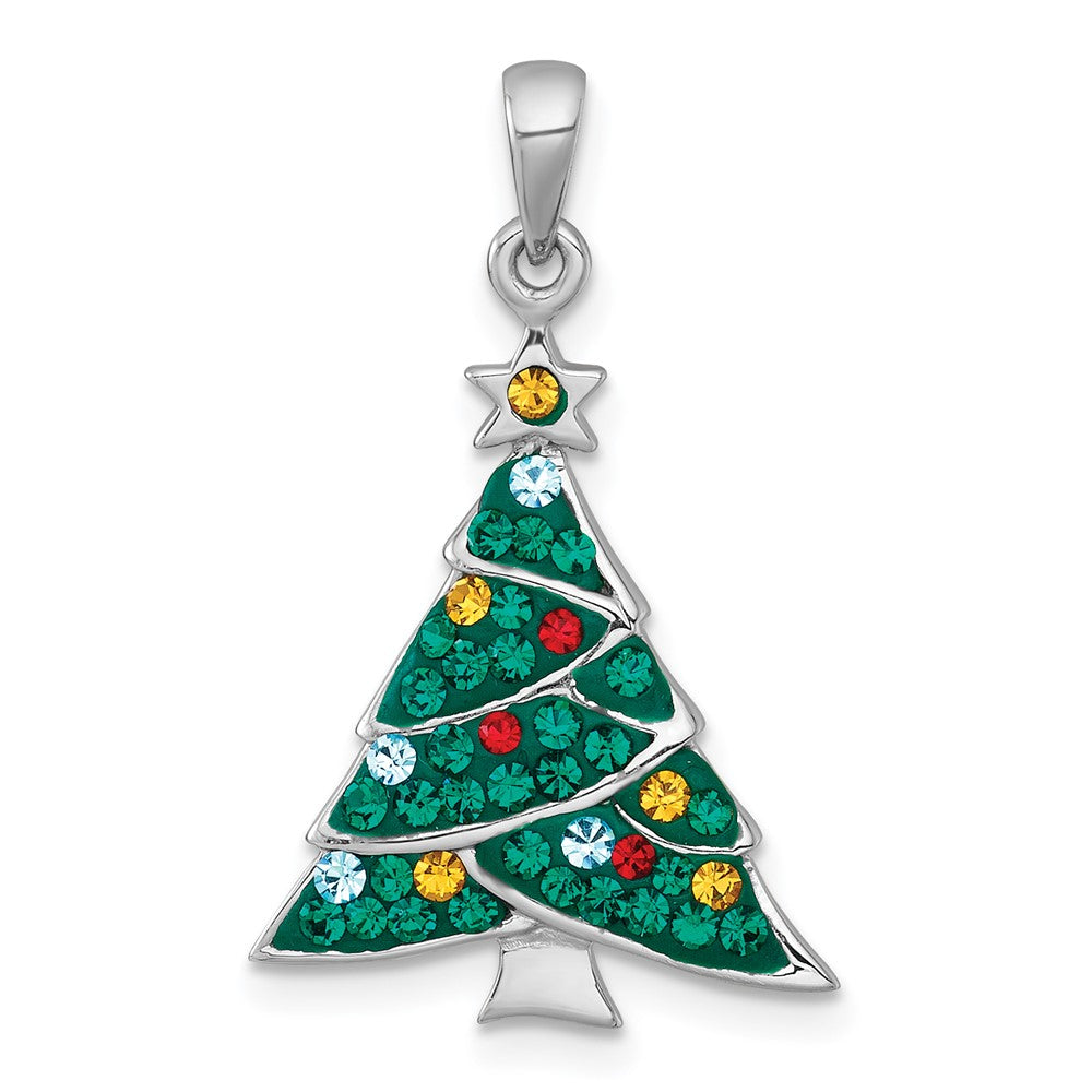 Sterlingsilber Rhodiniert Mehrfarbig Kristall Weihnachten Baum Charm