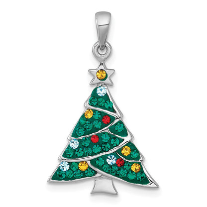 Sterlingsilber Rhodiniert Mehrfarbig Kristall Weihnachten Baum Charm