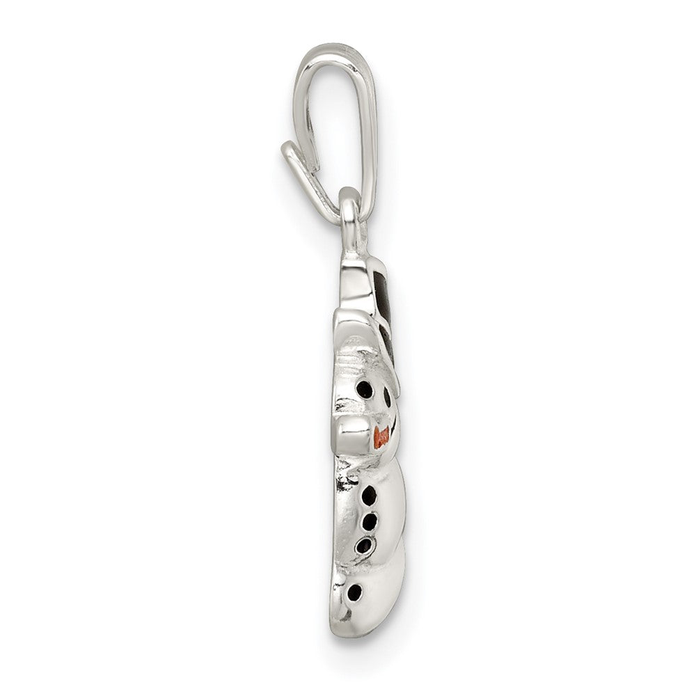 Sterlingsilber Poliert und Emailliert Snowman Charm