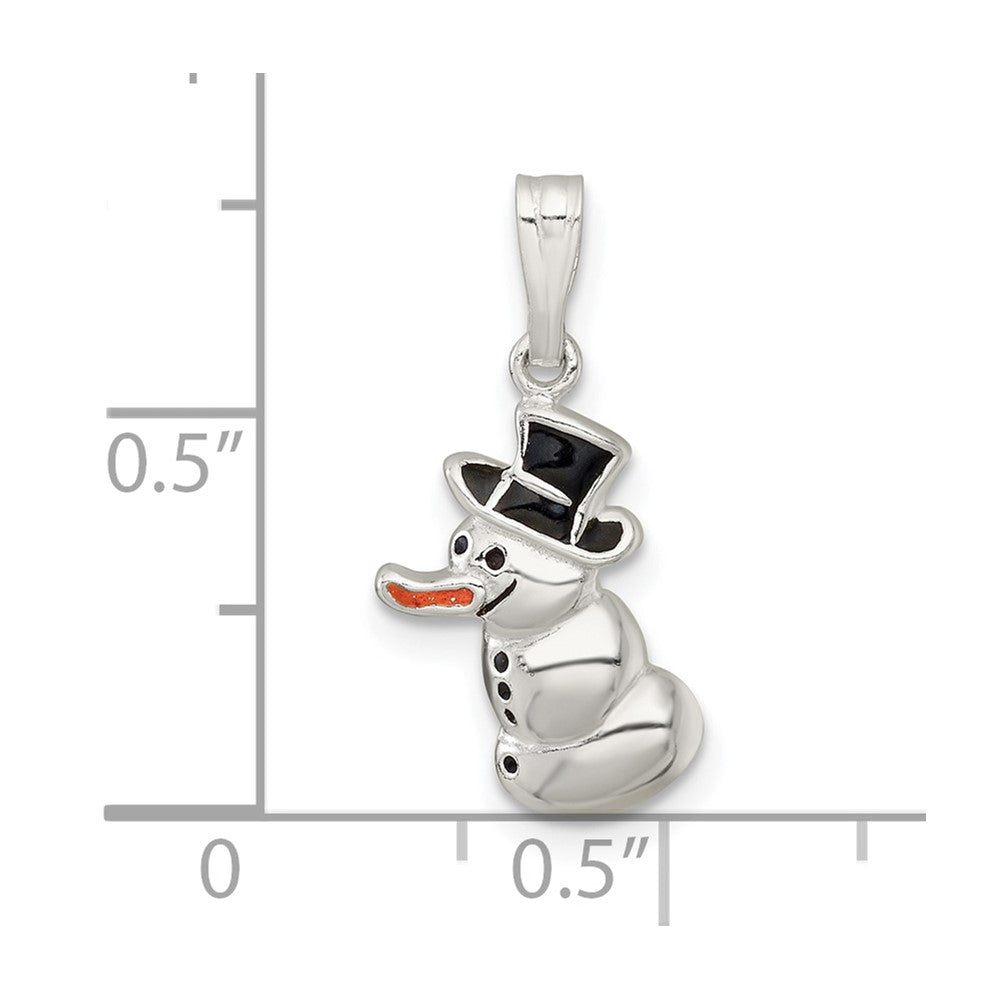 Sterlingsilber Poliert und Emailliert Snowman Charm
